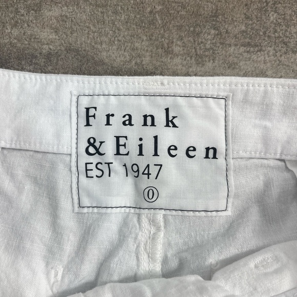 Frank and Eileen White Kinsale Cropped Pants w/ Raw Hem Cotton and Flax … - Picture 6 of 14